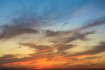 Fototapeta na wymiar Beautiful sky and colorful clouds at dusk