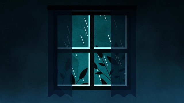 Set of illustrated window animations featuring day and night. Loop-ready animation. Hand drawn, painterly styled animated illustration.
