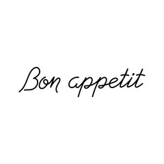 Bon appetit, a handwritten phrase . Vector illustration, calligraphy