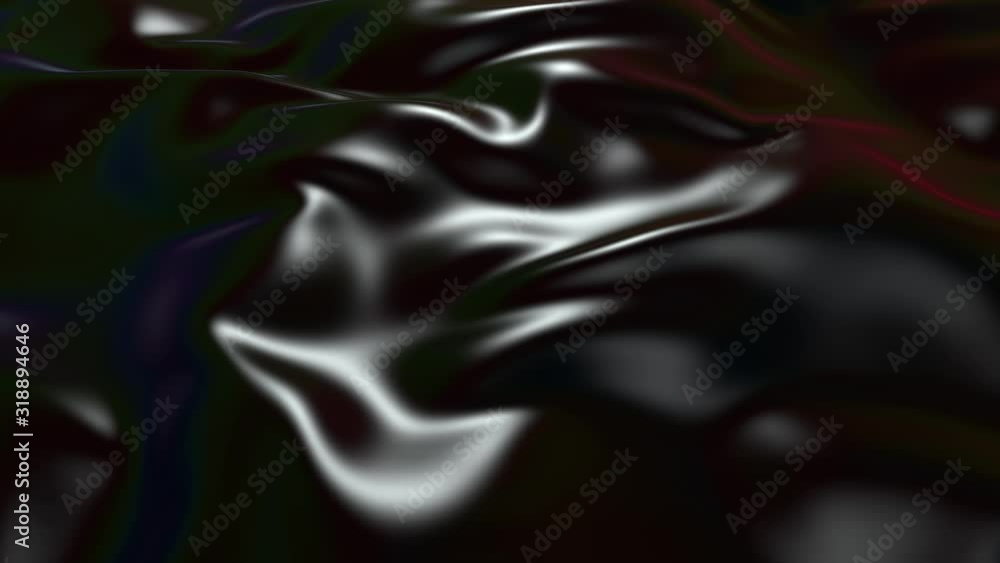 Poster abstract black silky fabric forms beautiful folds in the air in slow motion. 4k 3d animation of wavy