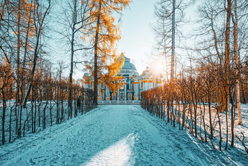Hermitage Pavilion in Tsarskoye Selo (Pushkin) suburb of Saint Petersburg. Russia.