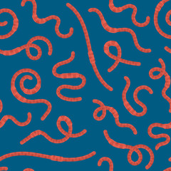 Obraz premium Cartoon Earth Red Worms Seamless Pattern Background. Vector