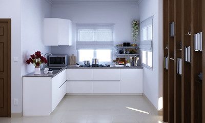 3d render of modern kitchen