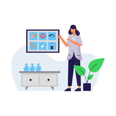 a patient consulted a beauty doctor about her body care vector illustration