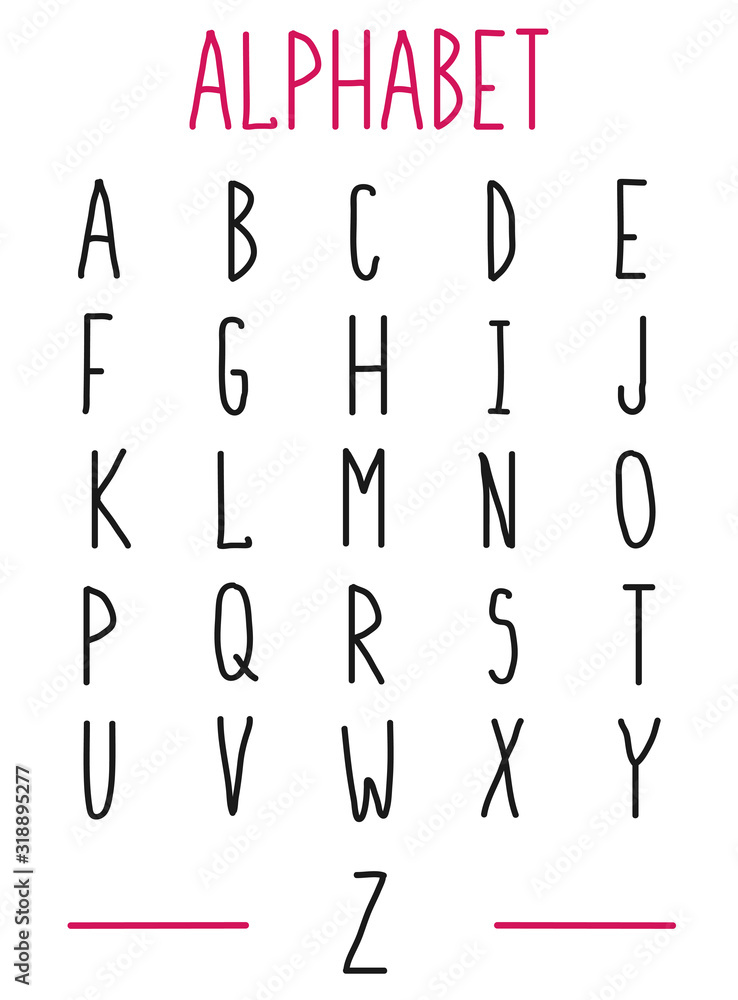 Fototapete alphabet - simple vector font. outline letters in modern style. typography font uppercase.
