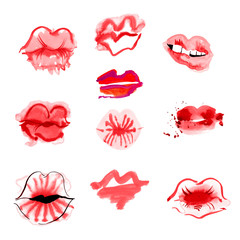 Watercolor romantic set with isolated cliparts, could be used for arrangements, bouquets. Great for wedding, valentine day, proposal, gift