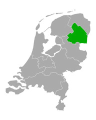 Karte von Drente in Niederlande