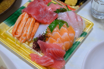 Fresh sashimi combo set.japanese foods sashimi sliced fish.