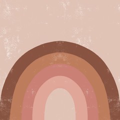 Modern abstract art with textured rainbow. Minimalist boho style for design and decoration. Hand drawn illustration in pastel colors. Perfect for home and nursery decor.  © YulianaHoncharuk