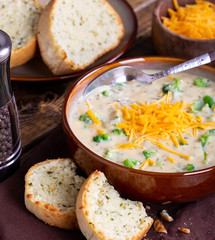 Bowl of Creamy Broccoli Cheddar Cheese Soup