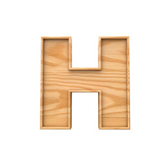 Wooden capital letter H. 3D Rendering