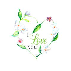 Beautiful watercolor spring flower art background illustration