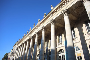 The beautiful Grand Theatre in Place de la Comédie, in the center of the city, Bordeaux, France.