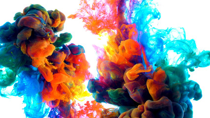 Color drops in water , Colorful ink in water, - obrazy, fototapety, plakaty