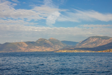 Wind Farms on the Shore of the Gulf of Corinth