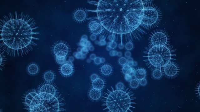 3d render Virus of flu or microorganism. Rapid multiplication of bacteria Infection. animation background.