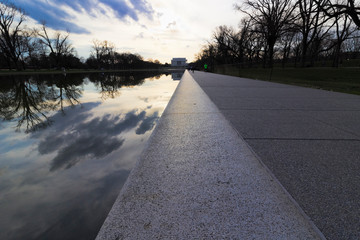 Beautiful spring vista looking westwards alongside the Reflecting Pool towards the Abraham Lincoln...