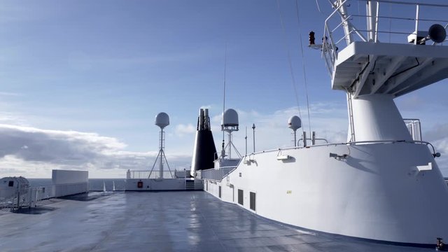 On a top deck of cruise ship in Atlantic ocean heading to Norway, iceland, Faroe Islands.