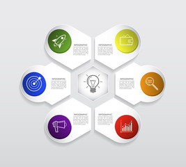 Modern Infographic template with 8 steps, icons for 8 options, colorful labels for business. Vector element can be used for workflow graph, chart, web layout.
