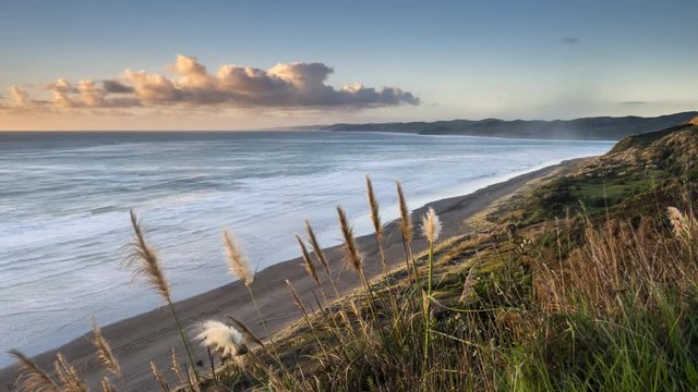 Timelapse of Maunganui Bluff Beach, North Island, New Zealand