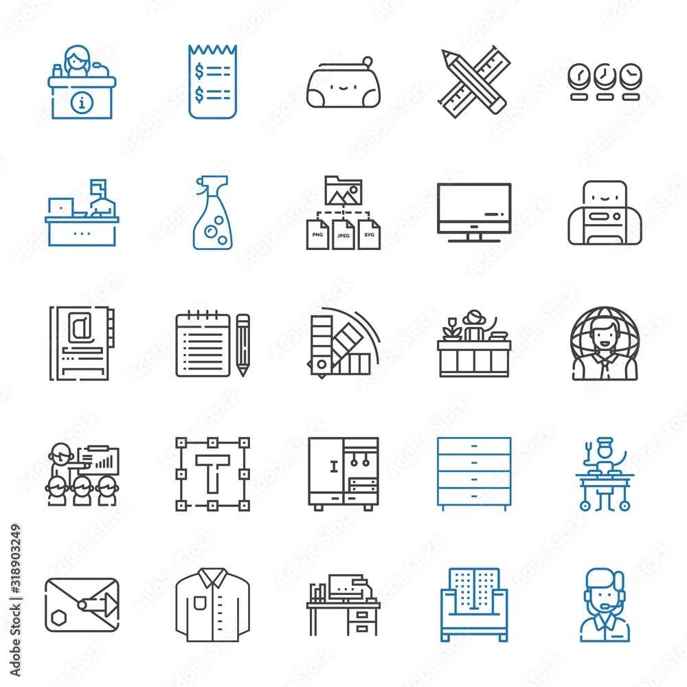 Sticker office icons set