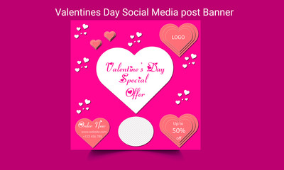  Editable Valentine's Day Social Media Post Template Design. Food Social Media Post Design fro Valentine's Day. Social Media Banner For Digital marketing.
