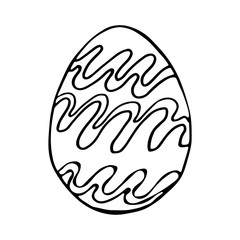 Doodle Easter egg. Black and white illustration for coloring by children. Sketch eggs for cards, logos, holidays.