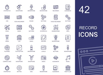 record icons set