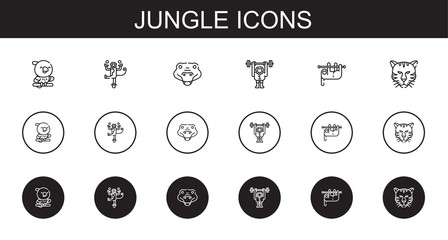 jungle icons set