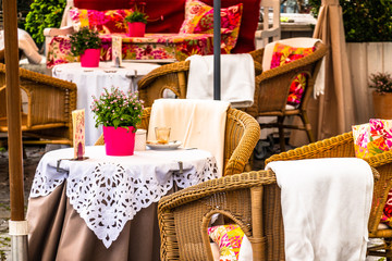 table and chairs at a cafe