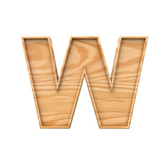 Wooden capital letter W. 3D Rendering