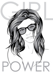 Beautiful Woman face with Long Hair. Illustration of women long hair style. Women face on white background, vector