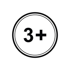 3 plus icon. black vector 3 + plus sign 