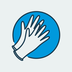 Vector icon of medical gloves. It represents medicine, pharmacy, hospital and more