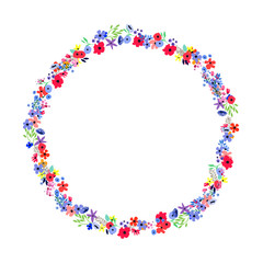 Floral Frame. Flowers arranged un a shape of the wreath for invitations and cards