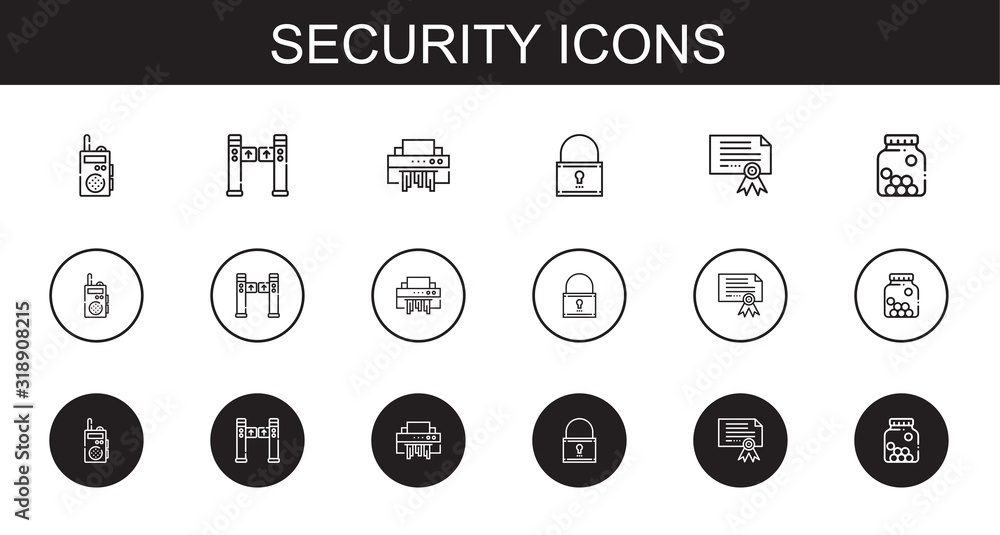 Sticker security icons set