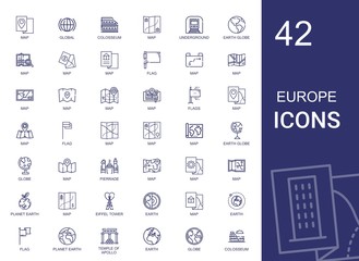 europe icons set