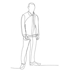 isolated, continuous line drawing, man, guy stands minimal design