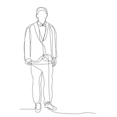 Fototapeta na wymiar isolated, continuous line drawing, man, guy standing