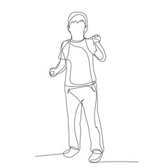 vector, isolated, continuous line drawing, little boy, minimal design
