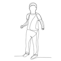vector, isolated, continuous line drawing, little boy, minimal design