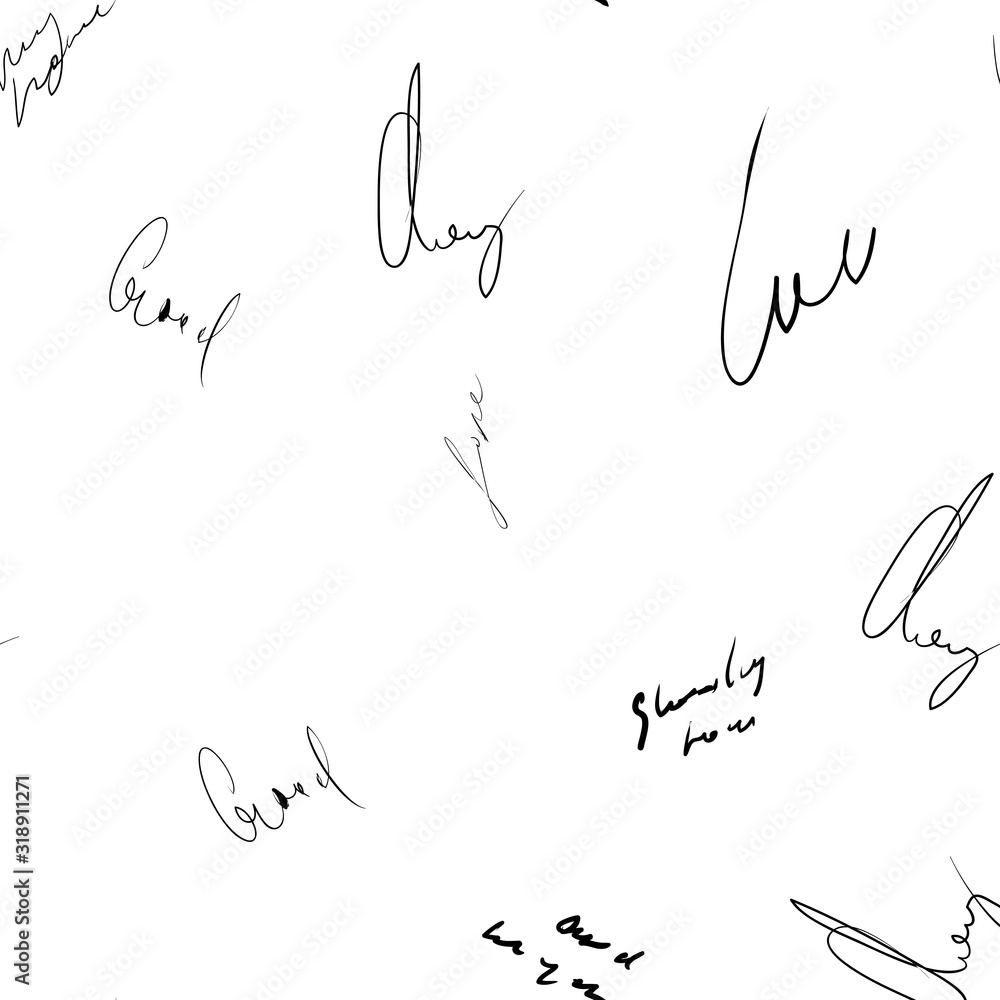 Poster seamless abstract text pattern. handwritten font on a white background. ink on paper