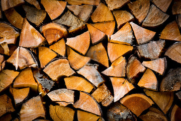 wall of stacked firewood