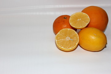 Lemons on a white background. Fresh cut lemon