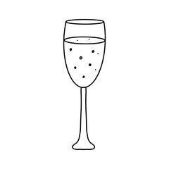 Coloring book glasses champagne, great design for any purposes. Adult coloring book page.