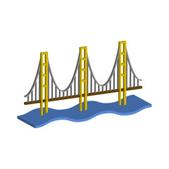 Golden Gate Bridge.3d vector illustration and isometric view.