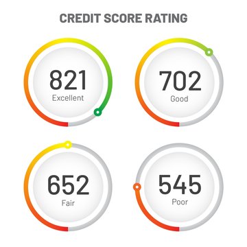 PrintCredit score rating concept. Loan history meter. 