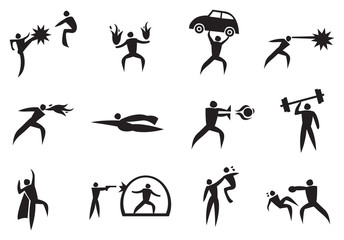 Super Hero with Super Power Icon Set