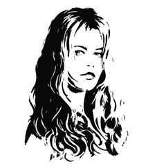 portrait of hand-drawn girl. Vector isolated on a transparent background 