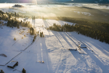 Fototapeta na wymiar Drone view of magic winter landscape. Holiday, travel concept.
